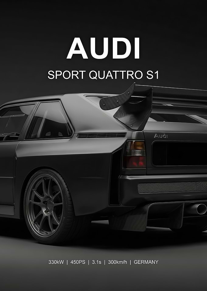 close up Audi Sport Quattro S1 Poster