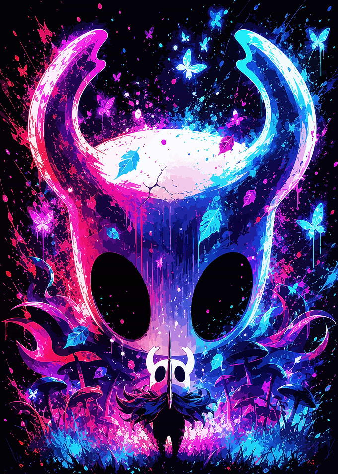 The Knight in Neon Forest Hollow Knight