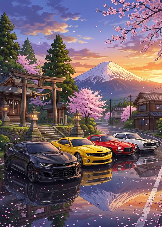 Japanese Scenery with Camaro Car