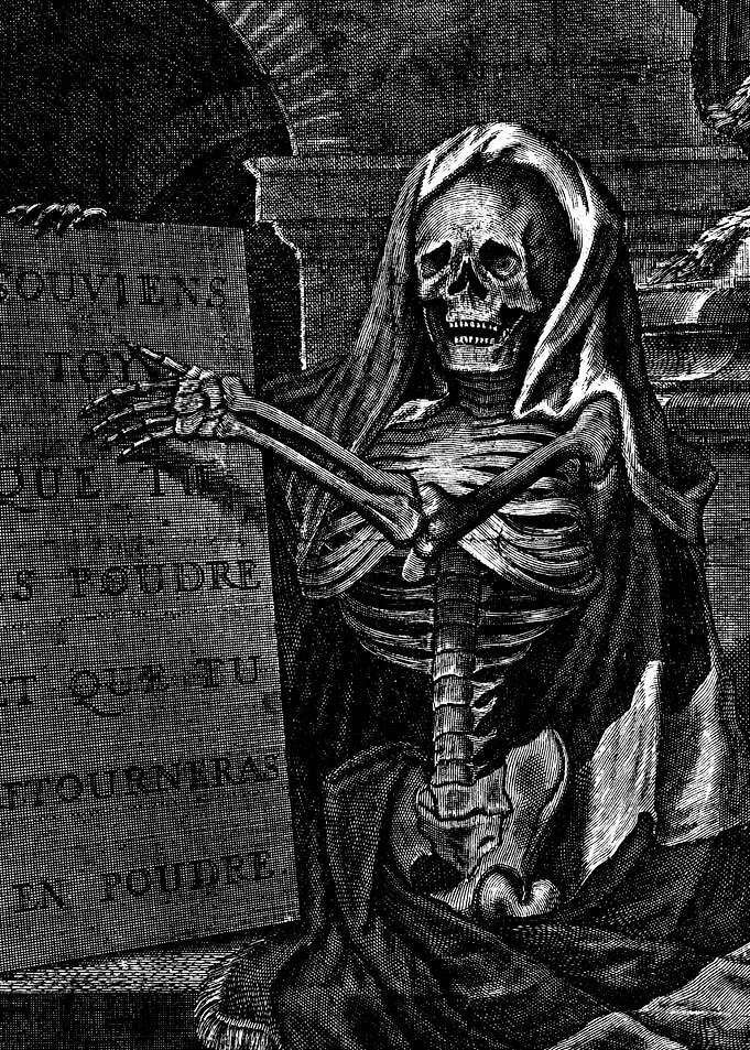 A Skeleton as Memento Mori. Death Engraving