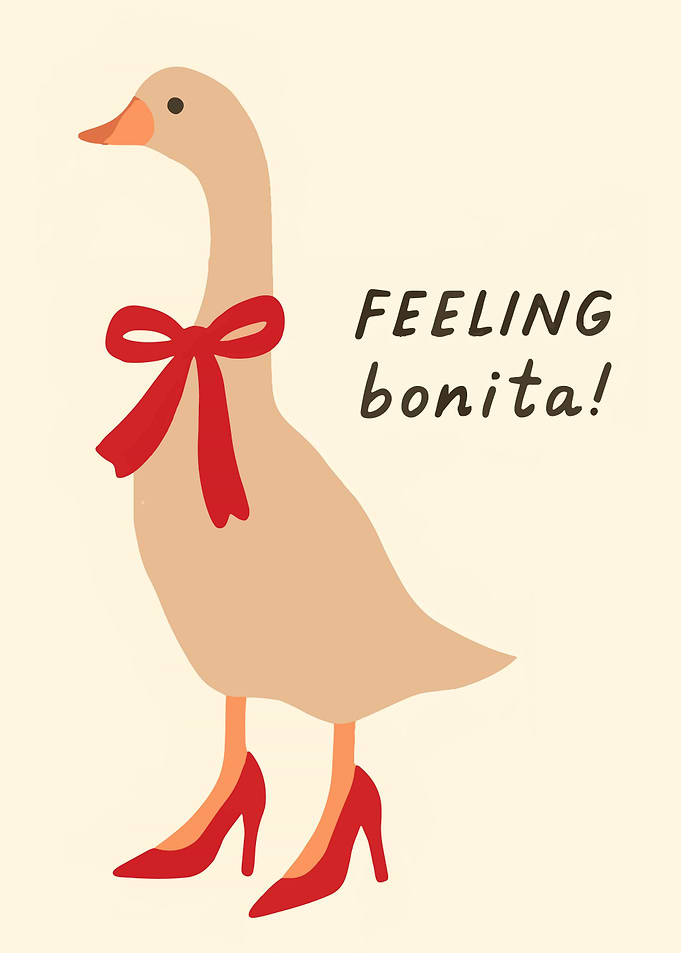 Goose in heels with bow