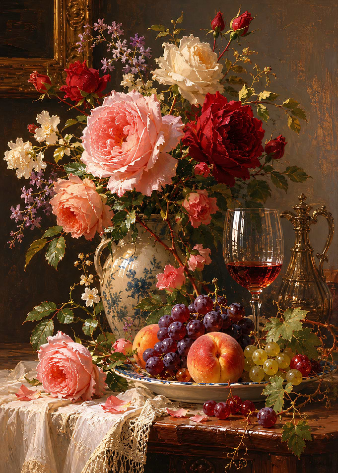 Still Life with Roses and Fruit
