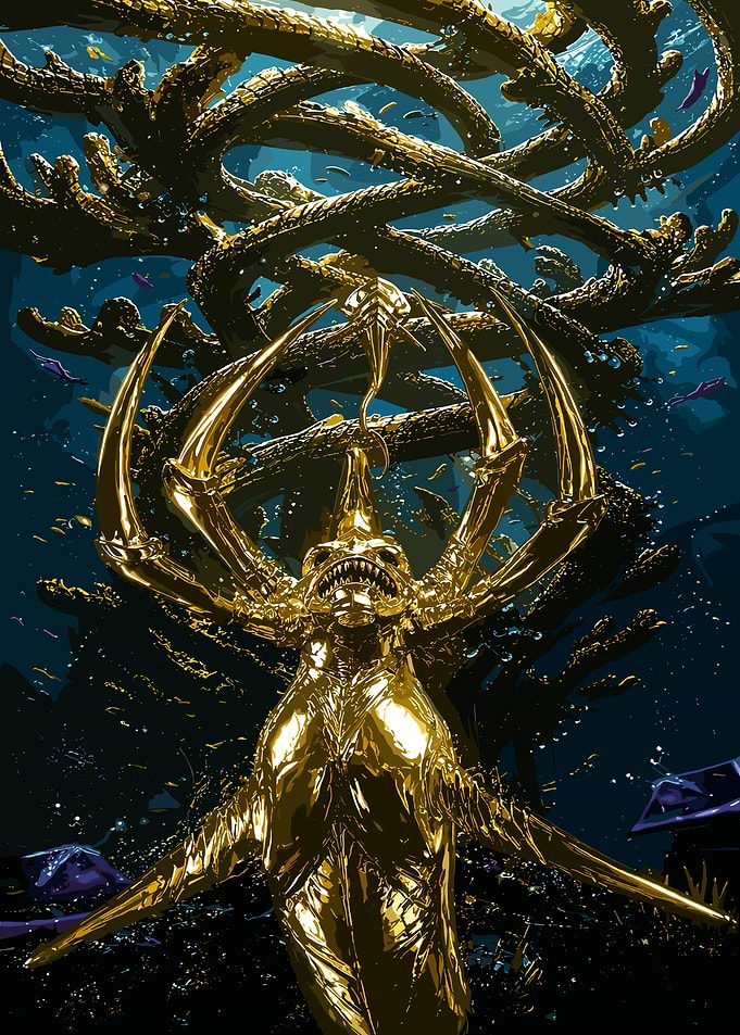 Golden Sea Monster in Coral