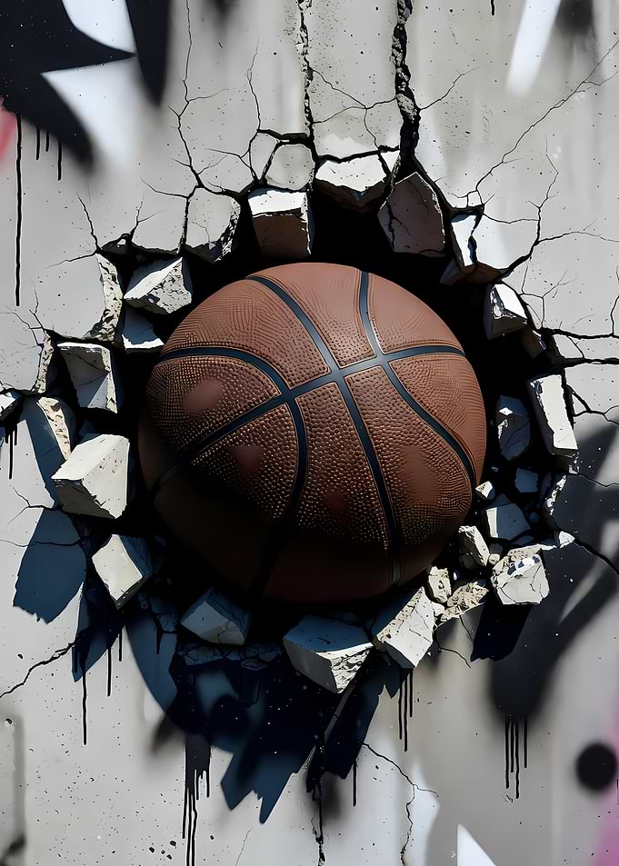 Basketball Breaking Through Wall