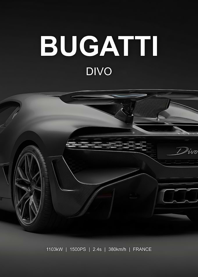 A sleek black bugatti divo close up rear view
