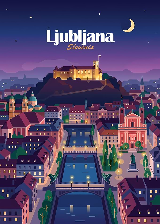 Ljubljana Cityscape at Night