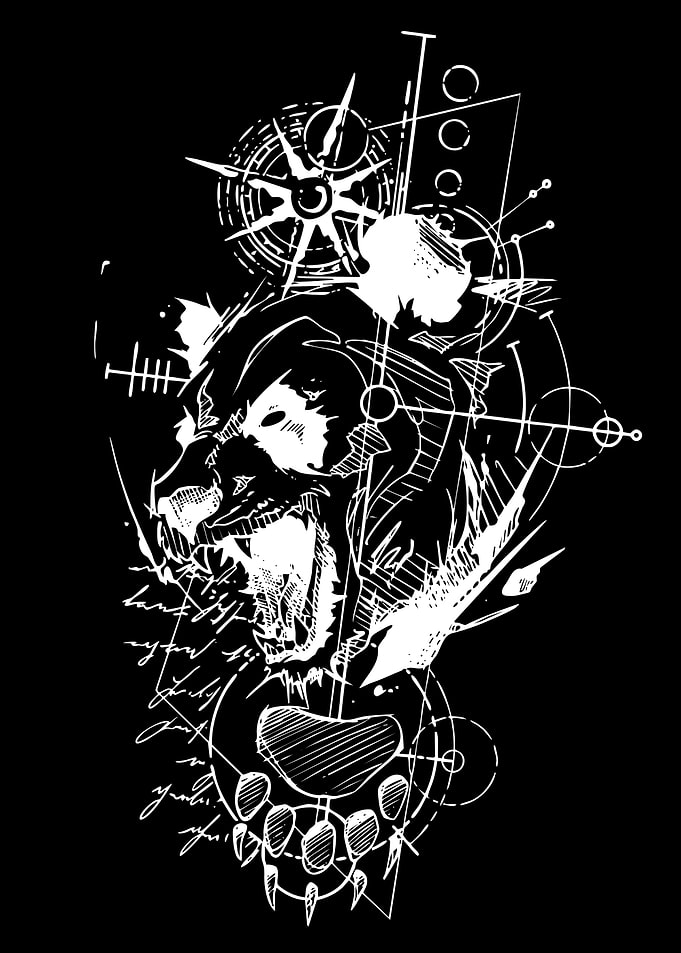 Geometric Bear Roar with Compass