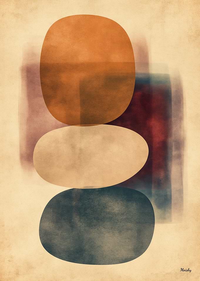 Wabi-Sabi Stone Field No. 06 – Presence Abstract Wall Art