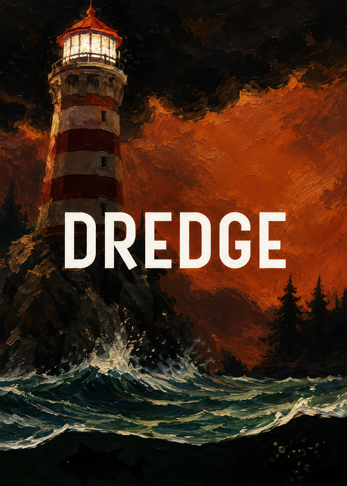 Dredge Lighthouse Storm Painting