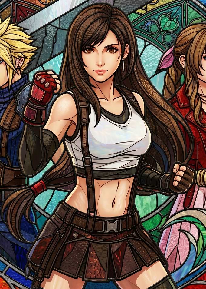 Tifa Lockhart in Stained Glass Style