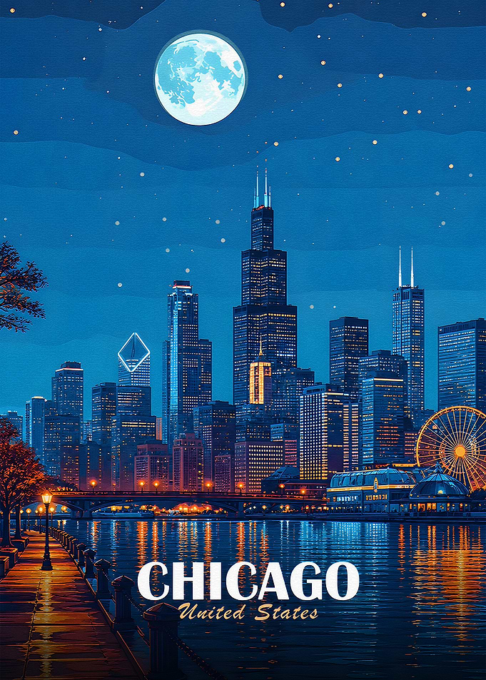Chicago Skyline at Night