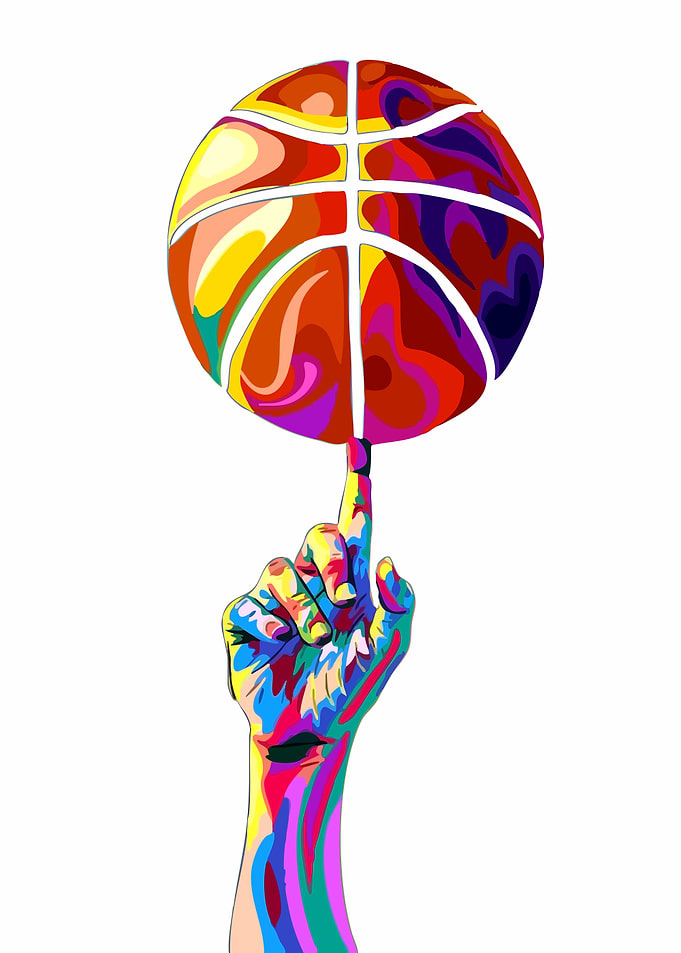 Colorful Basketball on Finger