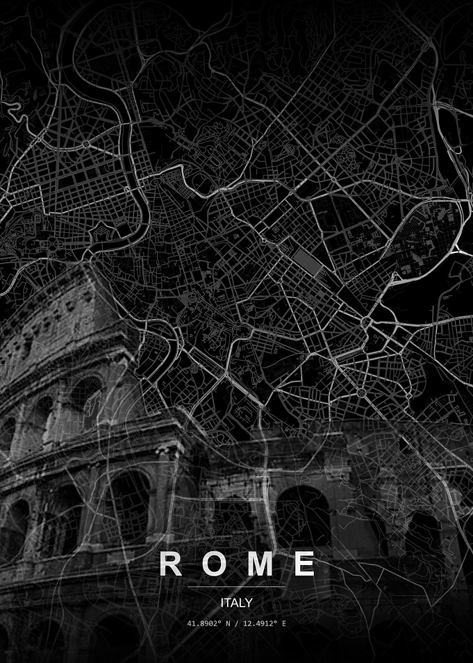 Rome Map and Colosseum