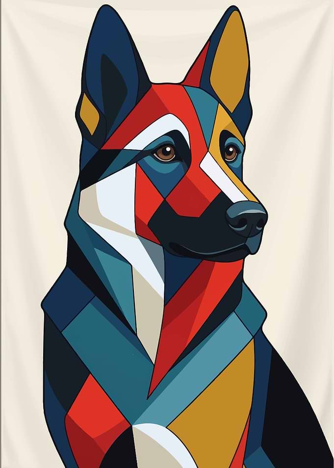 Geometric German Shepherd Portrait