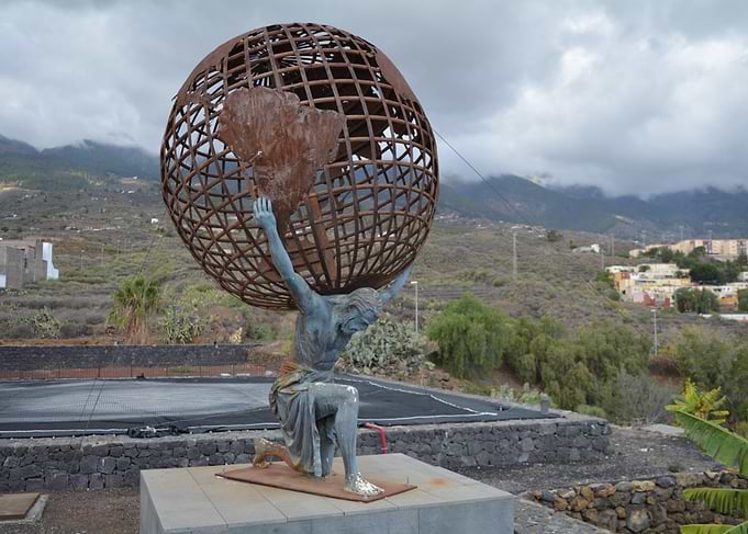 Atlas statue holding a globe