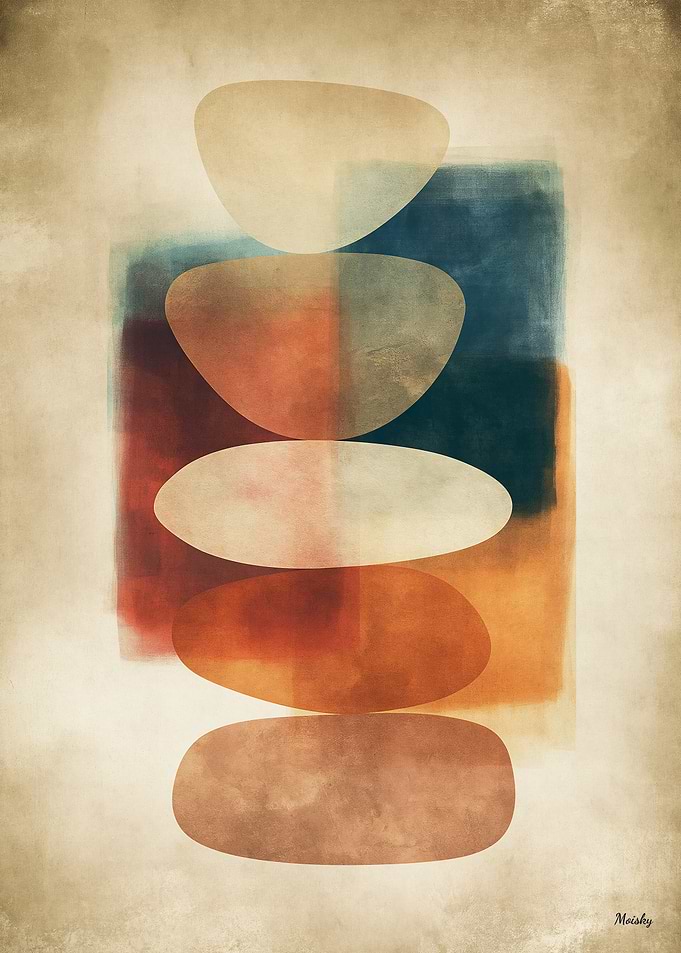 Wabi-Sabi Stone Field No. 02 – Equilibrium Abstract Wall Art