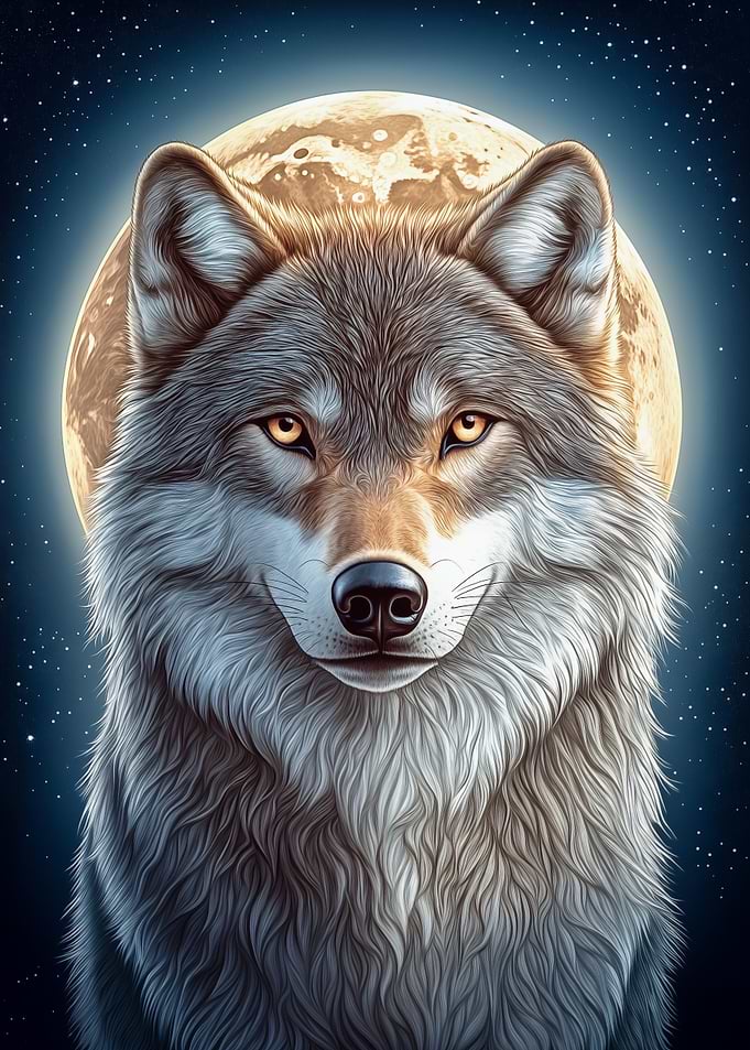 Wolf in front of the moon