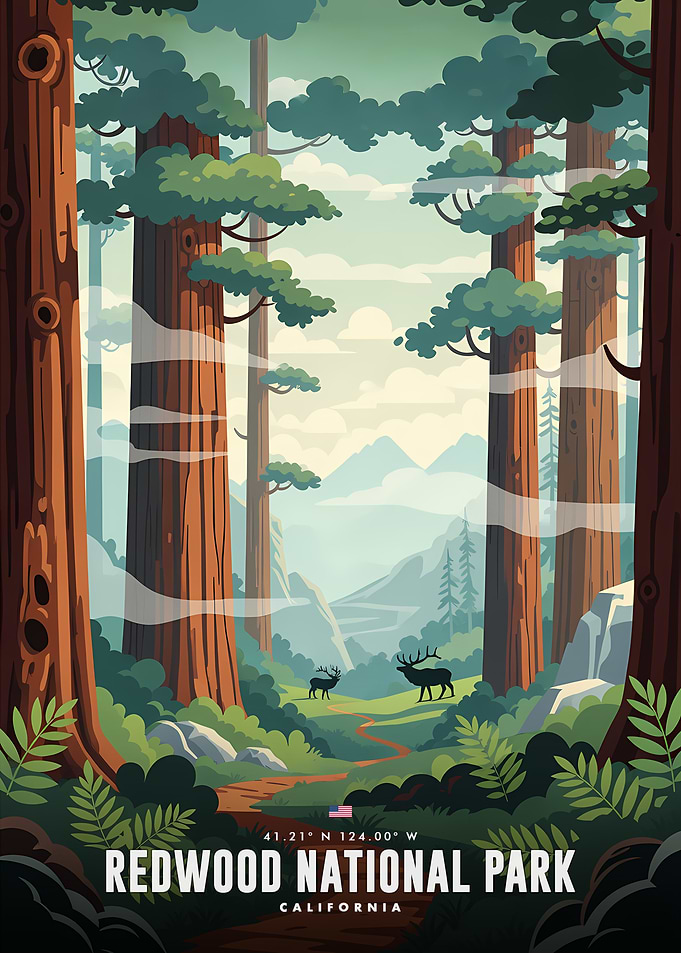 Redwood National Park Vintage Poster