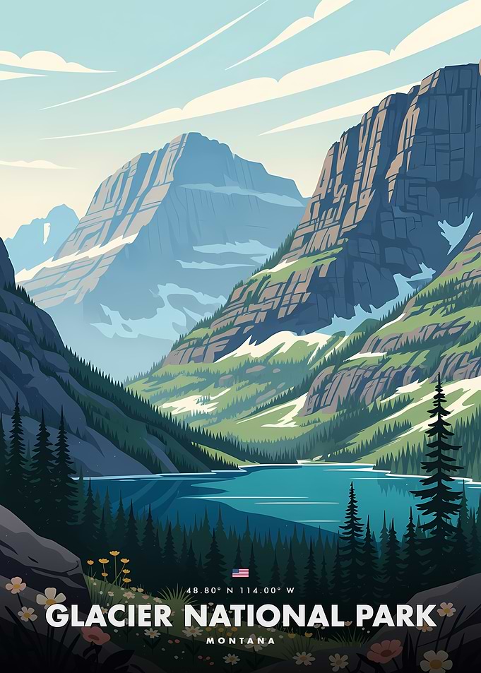 Glacier National Park Vintage Poster