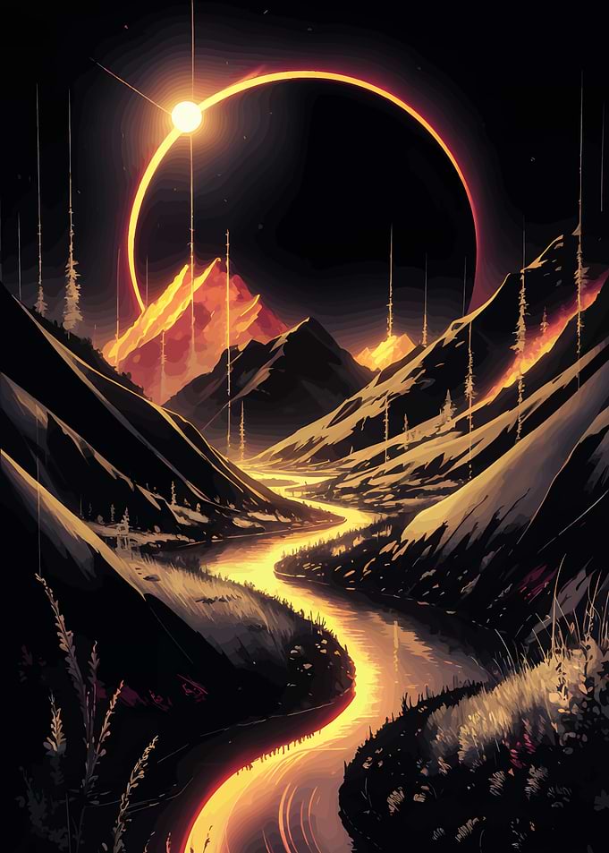 Solar Eclipse Over Mountain Valley