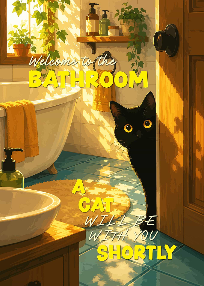 Black Cat in Bathroom