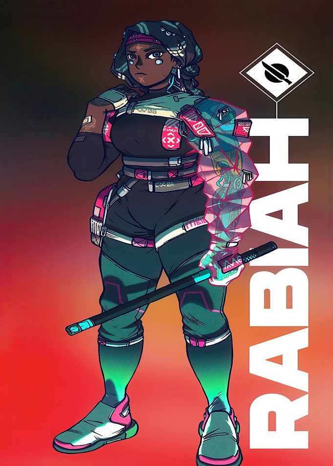 Cyberpunk character with sword