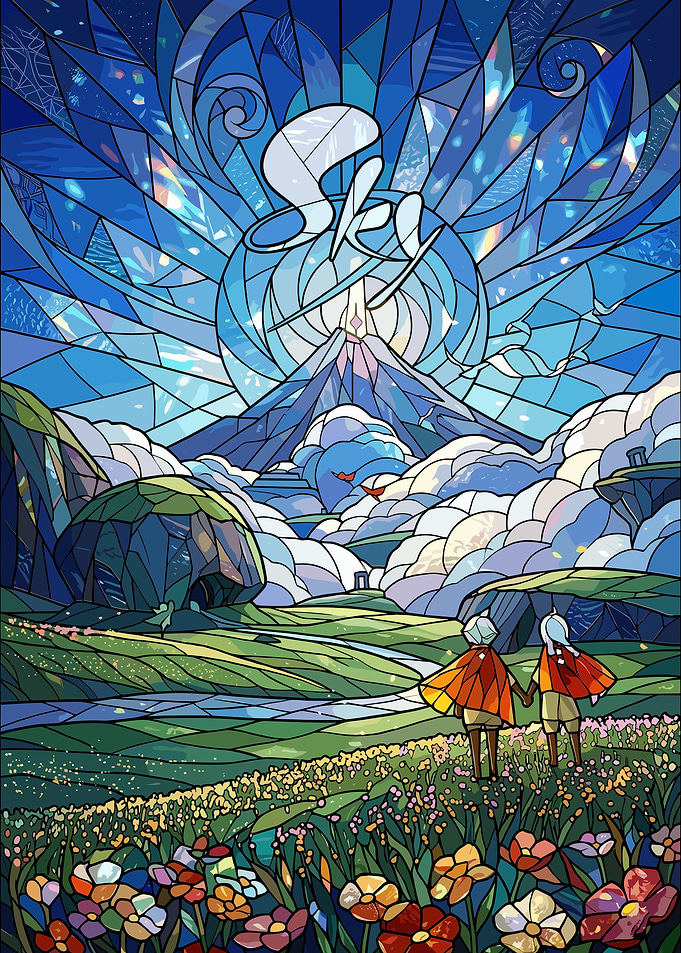 Sky Children Stained Glass Landscape