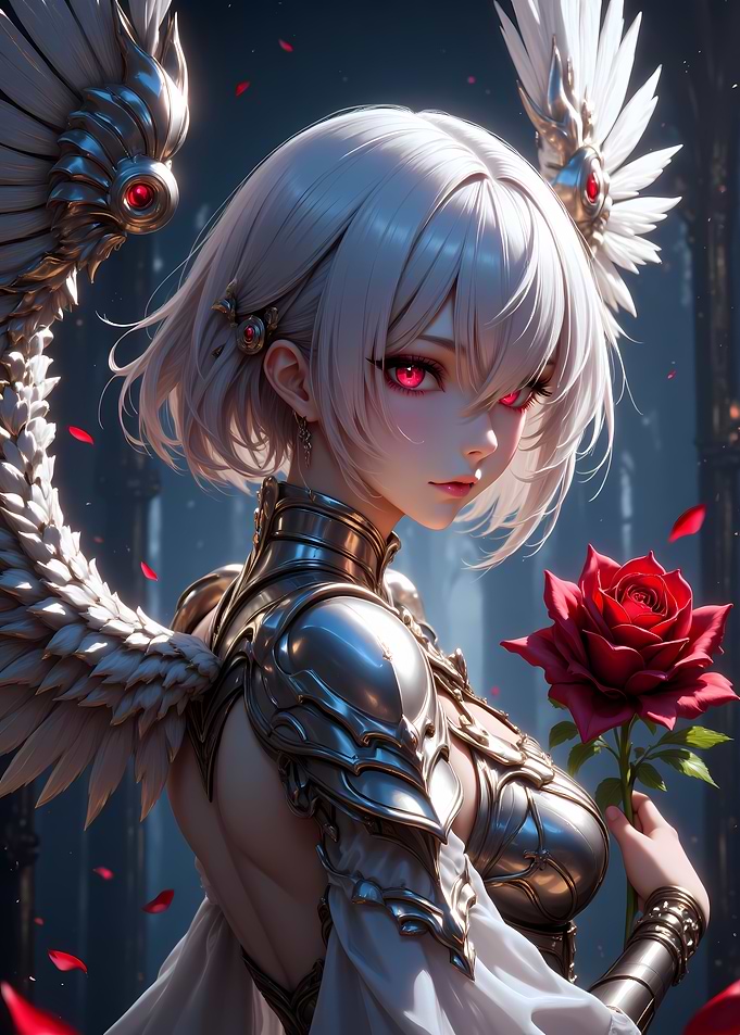 Anime Angel with Rose