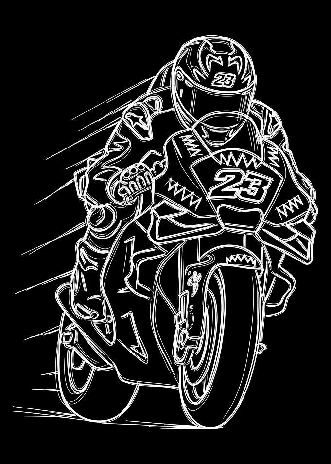 Motorcycle Racer with Number 23