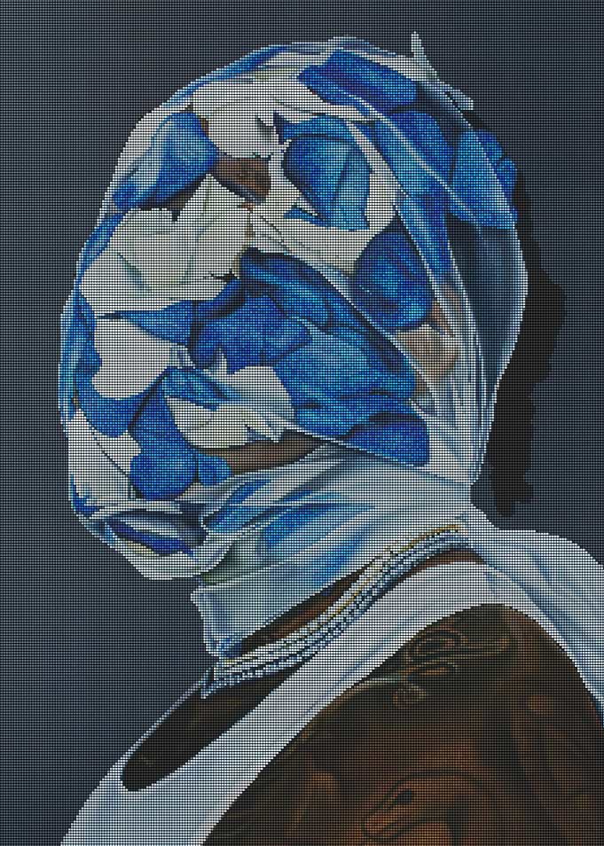 Woman in Blue and White Headwrap