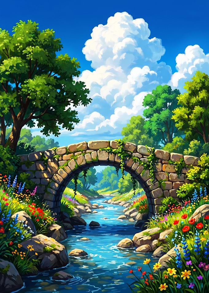 Stone Bridge Over a Stream