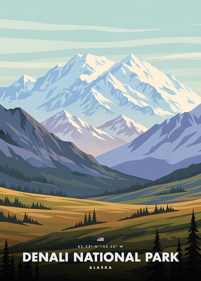 Denali National Park Vintage Poster