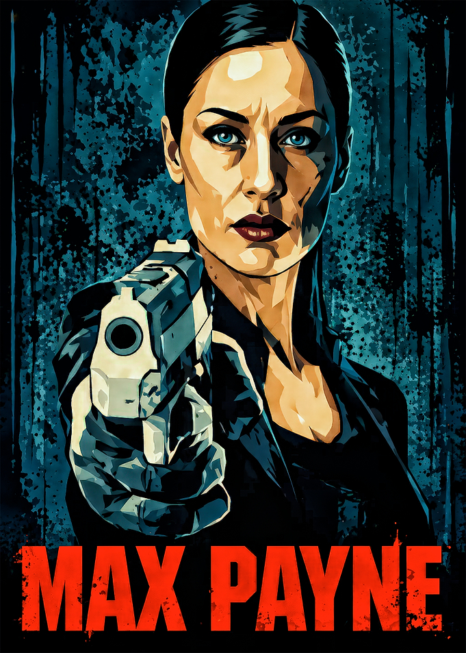 Max Payne Poster with Woman Holding Gun