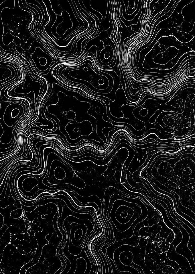 Abstract Topographic Lines on Black