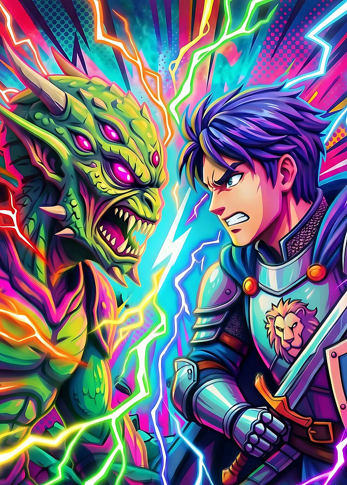 Dragon vs Knight Battle