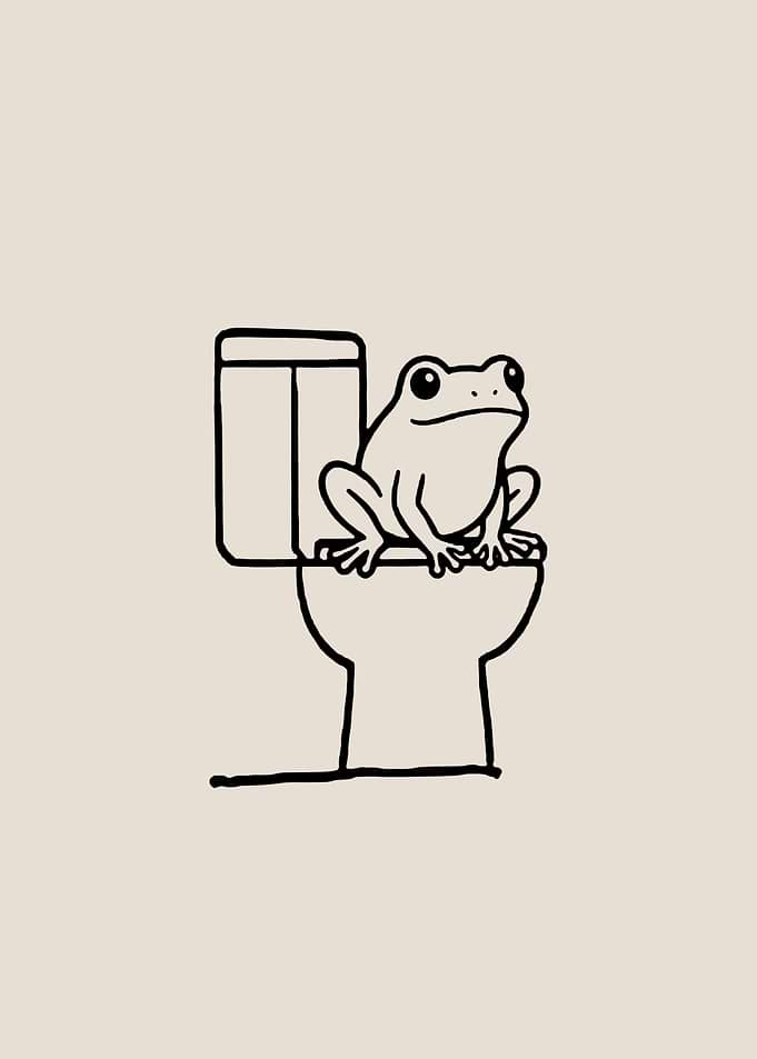 Frog on a Toilet bathroom poop funny