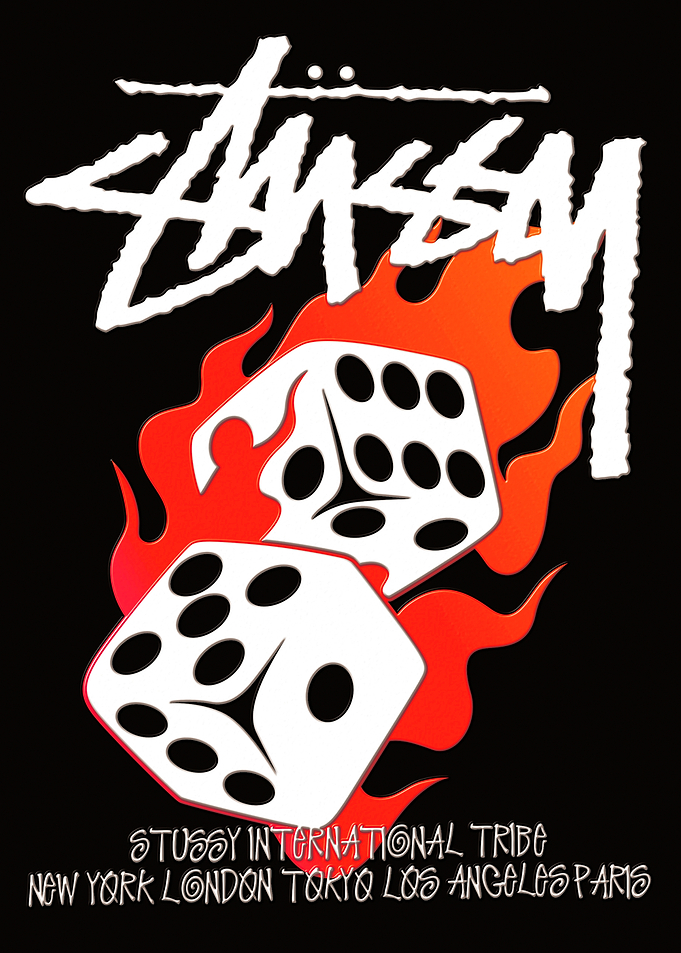 Stussy Dice and Flames Graphic