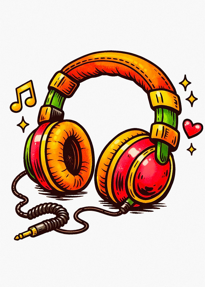 Colorful Headphones with Music Notes