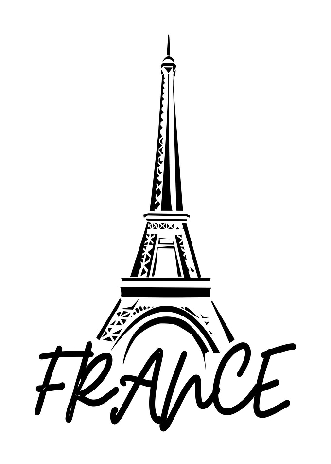 Eiffel Tower with France text