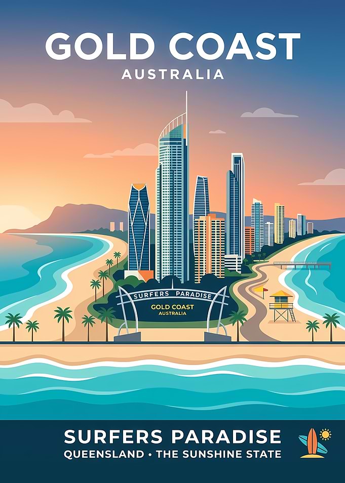 Gold Coast Australia Travel Poster