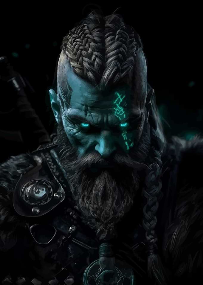 Viking Warrior with Glowing Eyes