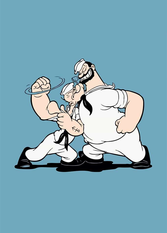 Popeye and Bluto Fighting