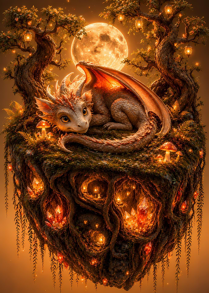 Baby Dragon on Floating Island