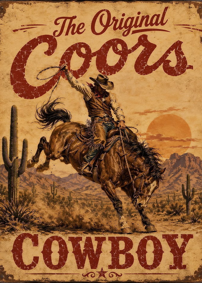 Coors Cowboy Rodeo Vintage Poster