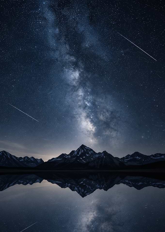 Milky Way Over Mountains and Lake