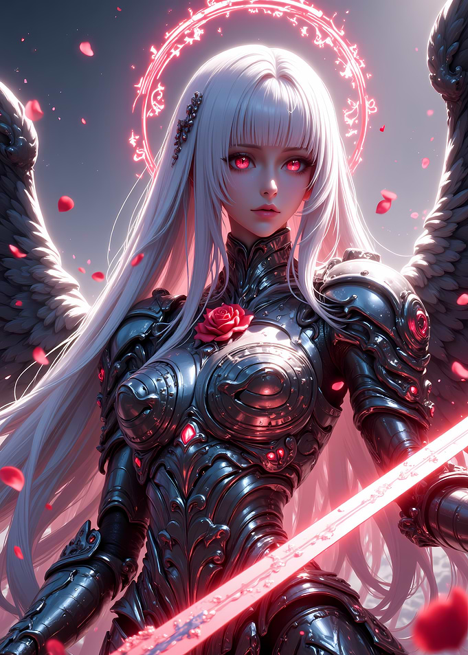Anime Angel Warrior with Glowing Sword