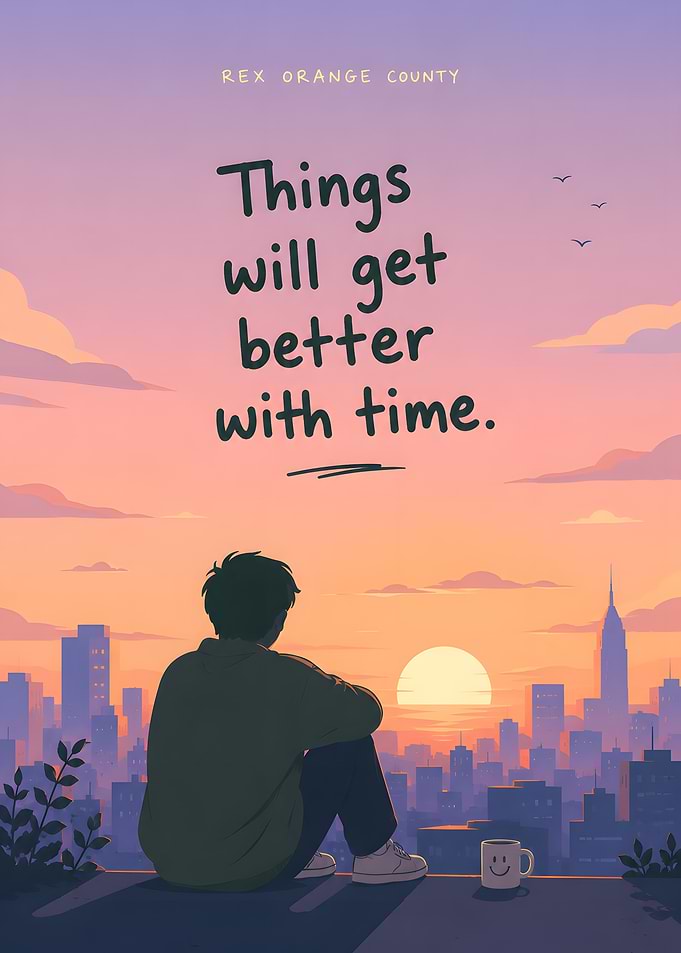 Man watching sunset over city
