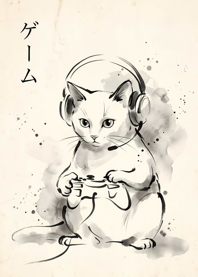 Gamer Cat with Controller