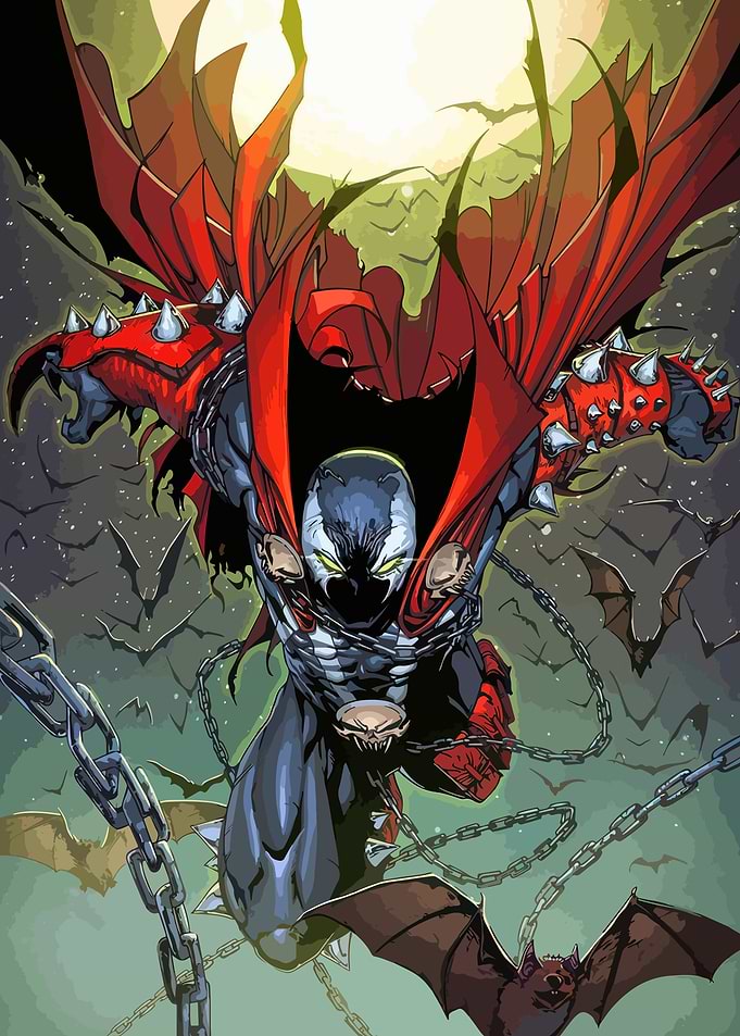 Spawn with Red Cape and Bats