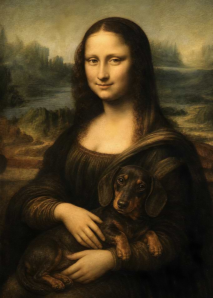 Mona Lisa with Dachshund